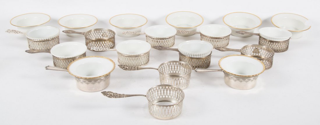 Thirteen assorted sterling custard cup holders (1 of 10)