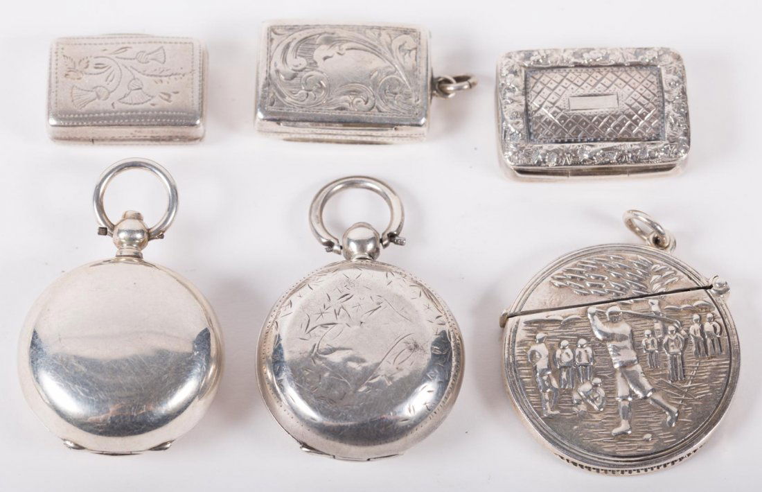 Victorian sterling vinaigrettes & coin holders (1 of 6)