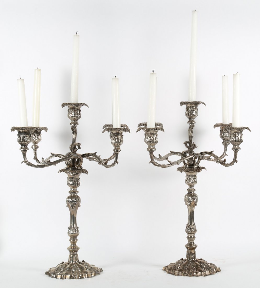 Pair of silver-plated five-light candelabra (1 of 5)