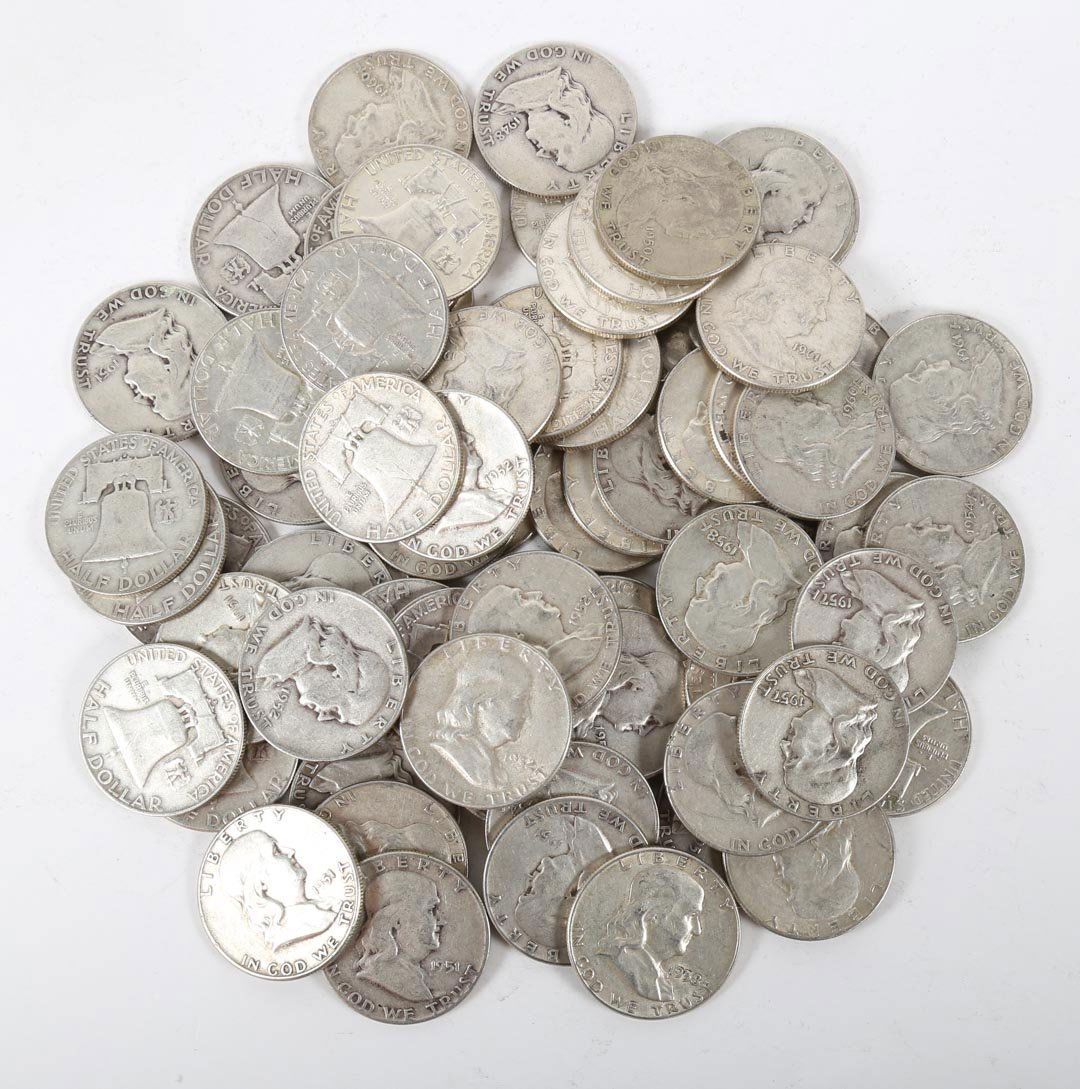 [USA] 69 Franklin Half Dollars, 1948-63 (1 of 2)