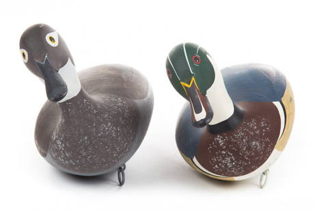 Two Hank Walker duck decoys: impressed Walker