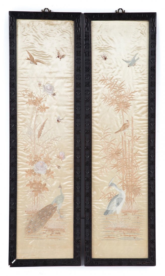 Pair of Chinese silk panels (1 of 6)