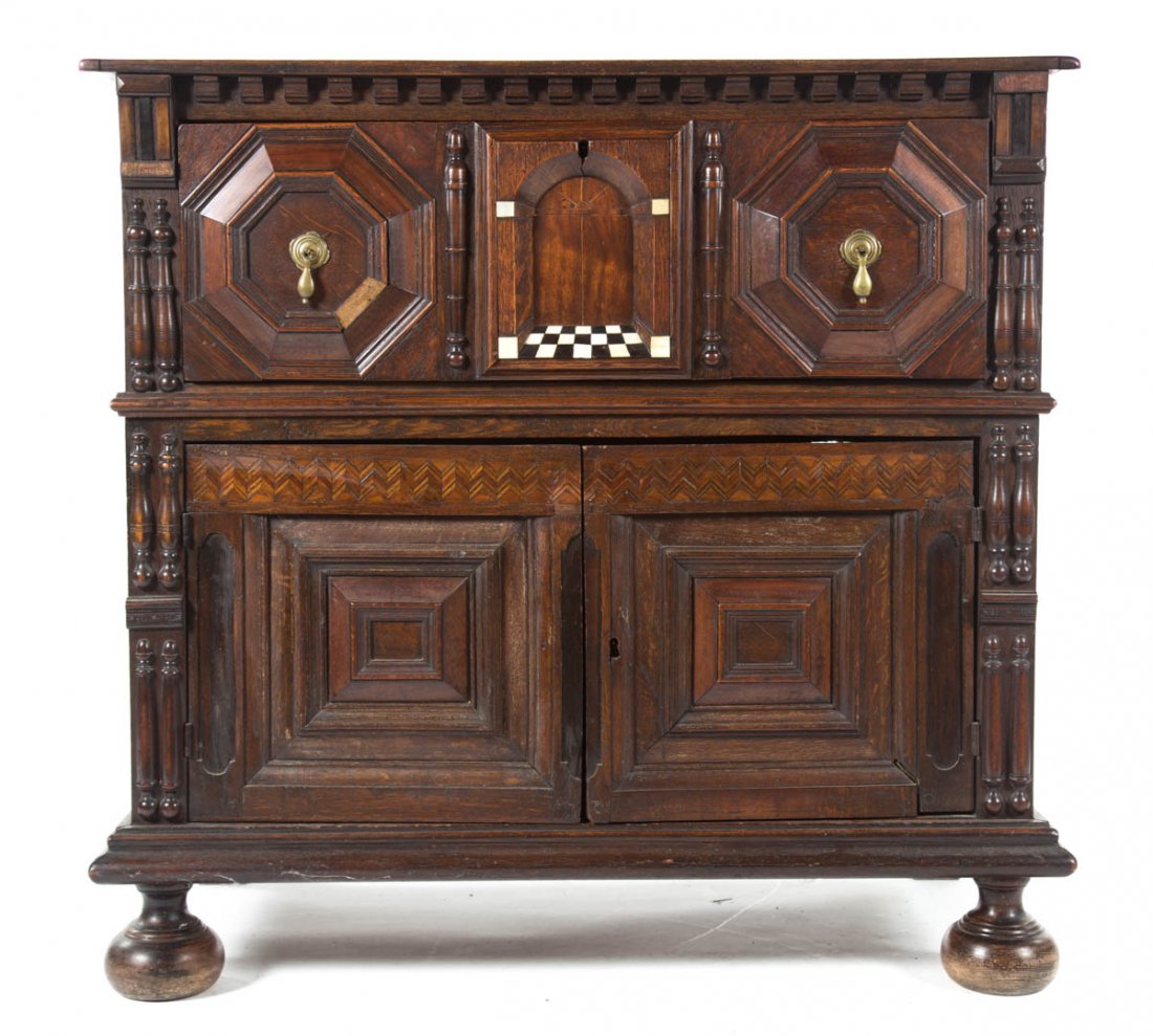 William and Mary style oak side cabinet (1 of 7)