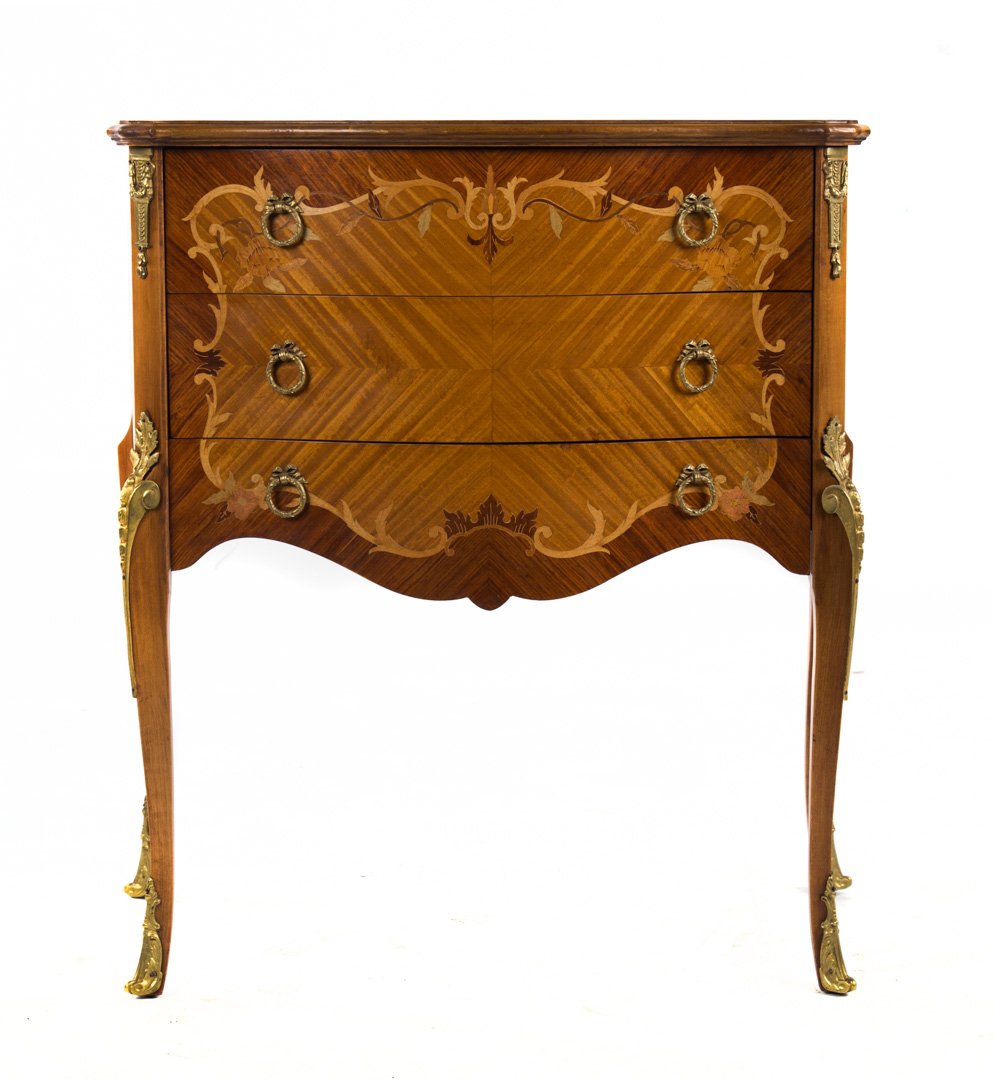 Louis XV style inlaid maple commode (1 of 5)