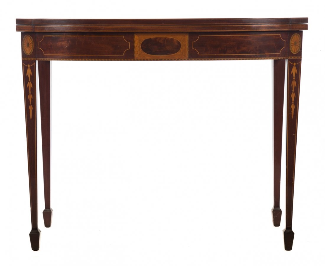Federal style inlaid mahogany card table (1 of 5)