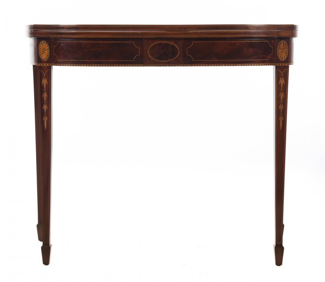 Federal style inlaid mahogany flip top games table (1 of 5)