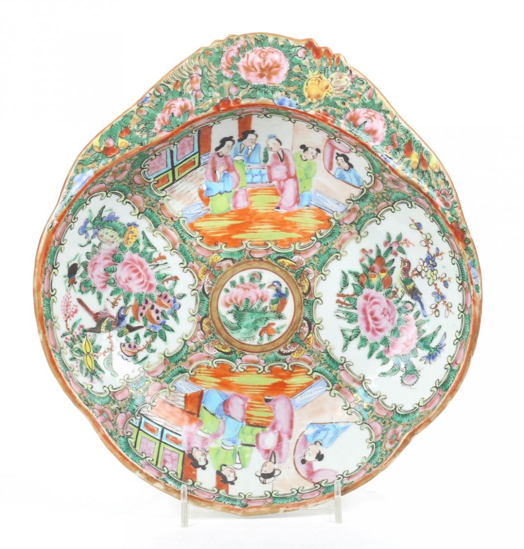 Chinese Export Rose Medallion shrimp dish (1 of 5)