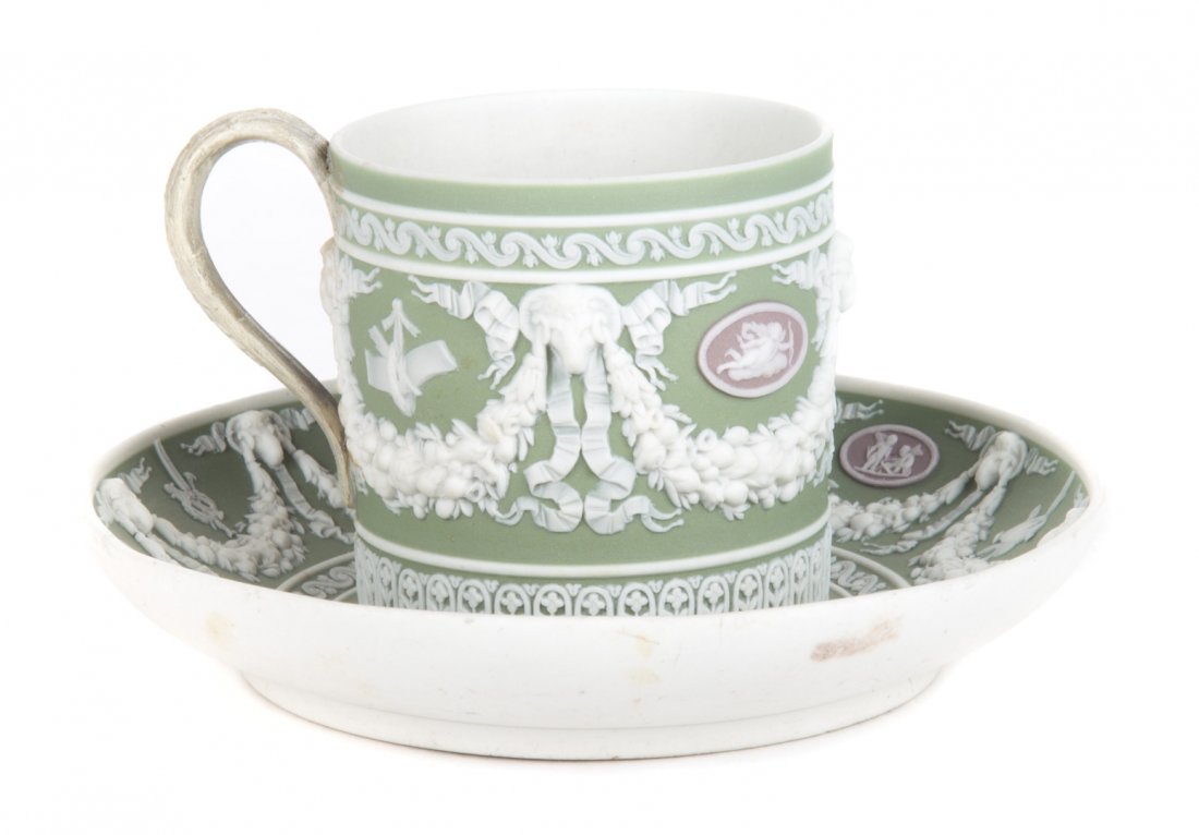 Wedgwood tri-color jasperware cup and saucer (1 of 5)