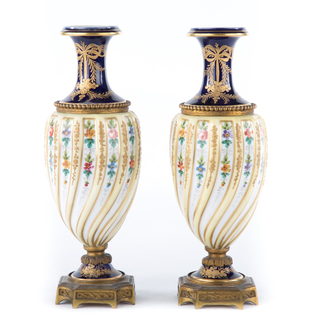 Pair Sevres porcelain urns (1 of 5)