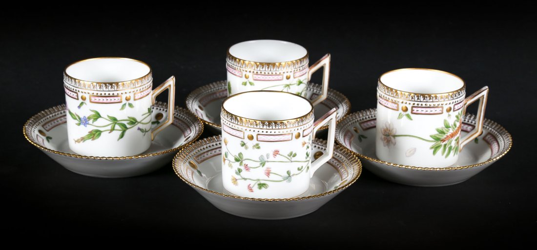 4 Royal Copenhagen Flora Danica cups and saucers (1 of 5)