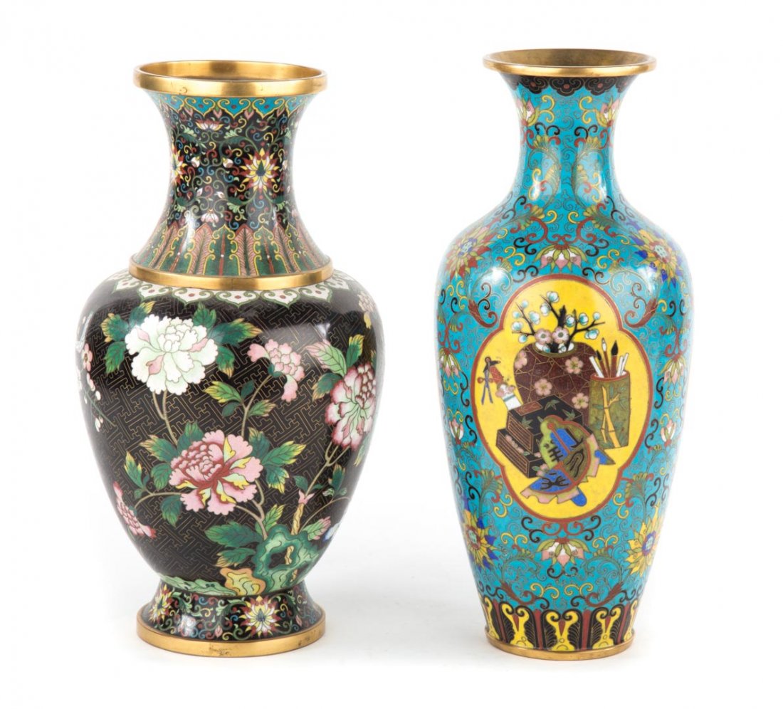Two Chinese cloisonne enamel vases (1 of 4)