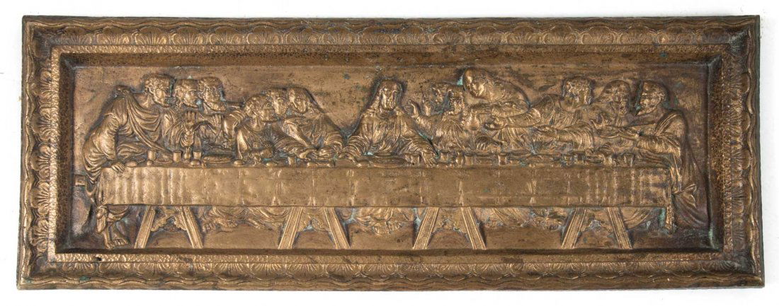 Continental bronze Last Supper plaque (1 of 4)