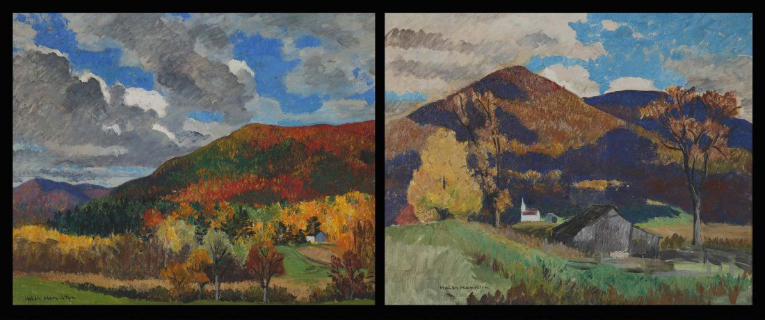 Helen Hamilton. Pair of Landscapes, oils on canvas (1 of 8)
