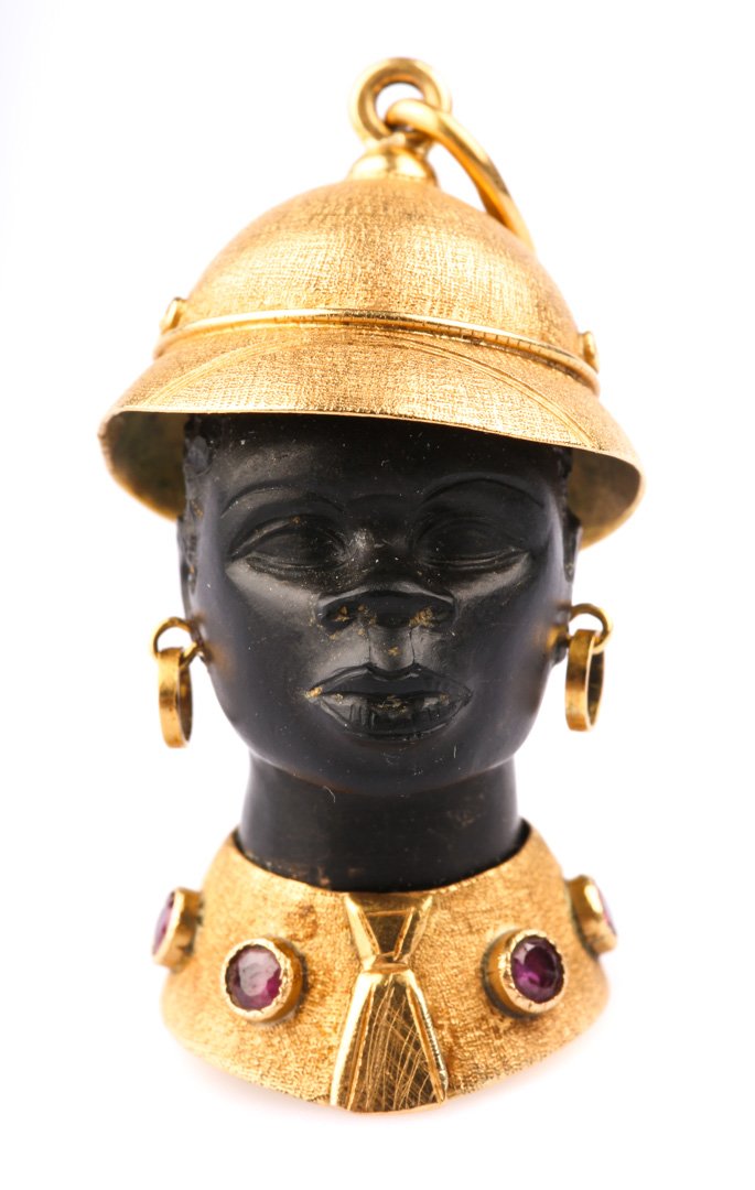 A Hand Carved Ebony Pendant in Gold (1 of 4)