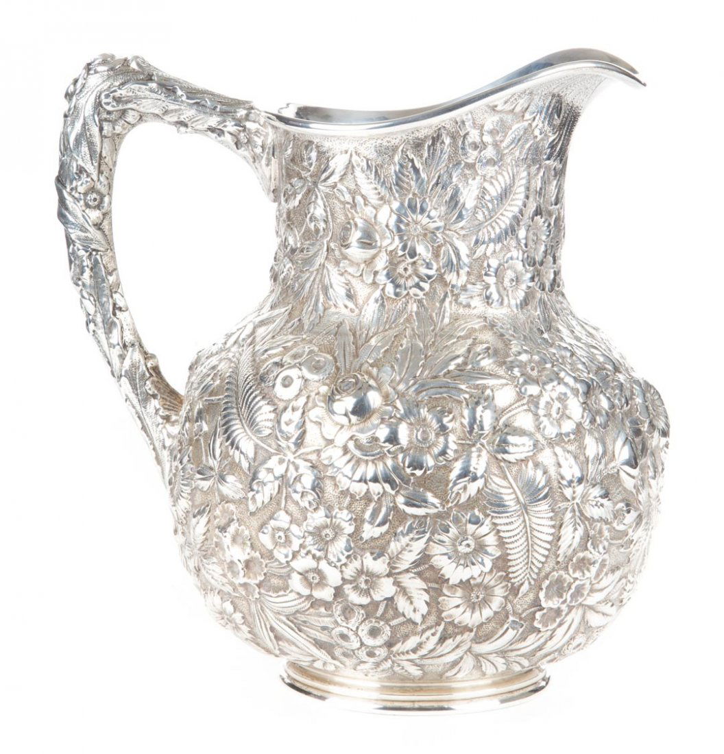 Kirk repousse sterling silver water pitcher (1 of 6)