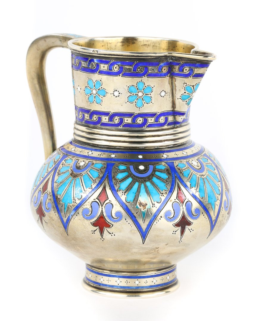 Russian champleve enamel silver-gilt vodka jug (1 of 5)