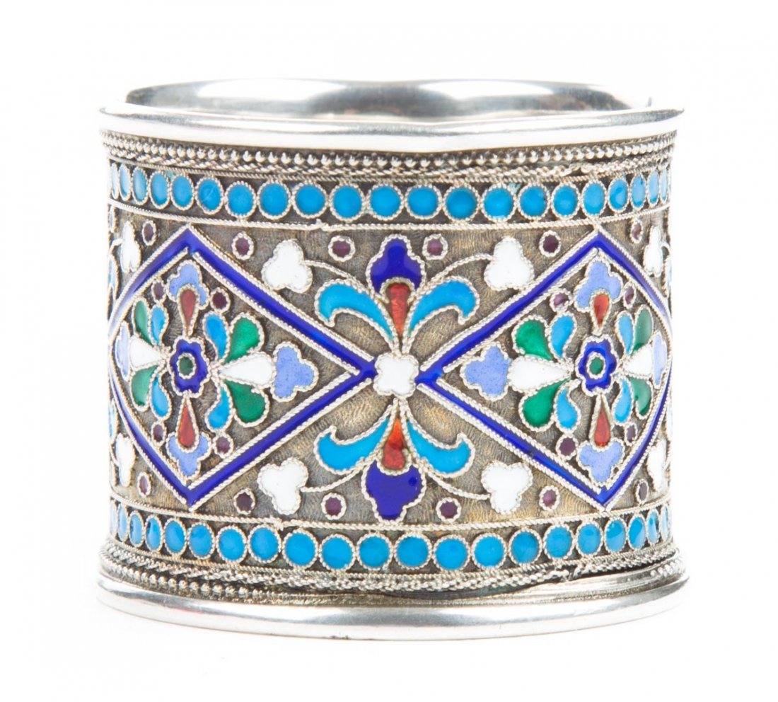 Russian cloisonne enamel silver napkin ring (1 of 3)