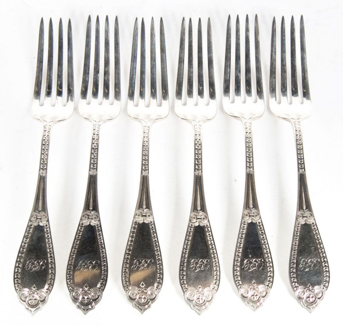 American bright cut coin silver luncheon forks (1 of 4)