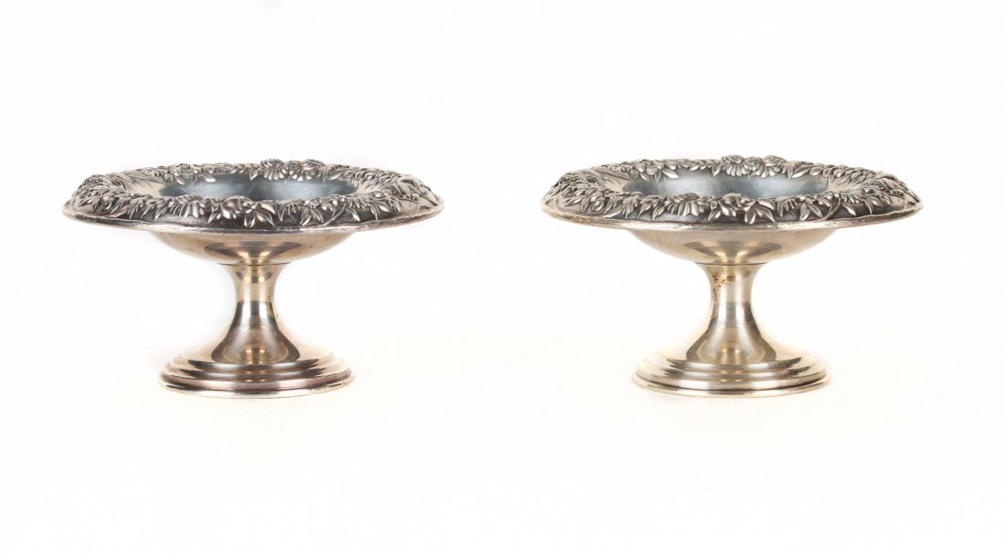 Pair of Kirk repousse sterling silver compotes (1 of 6)