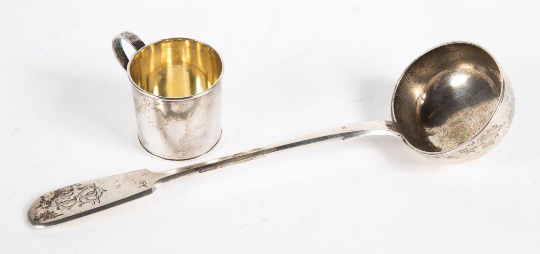 19th c. Russian silver soup ladle & child's cup (1 of 6)