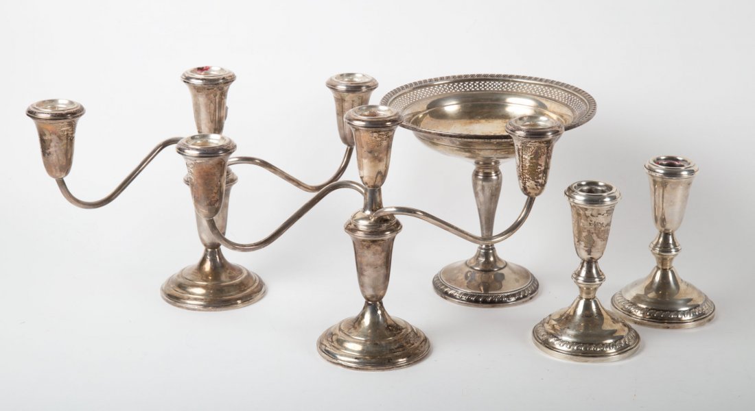 Five weighted sterling silver table items (1 of 2)