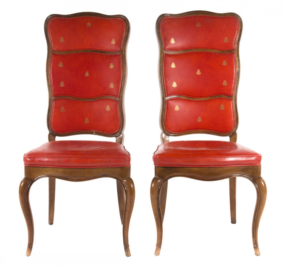 Louis XV style leather upholstered library chairs (1 of 5)
