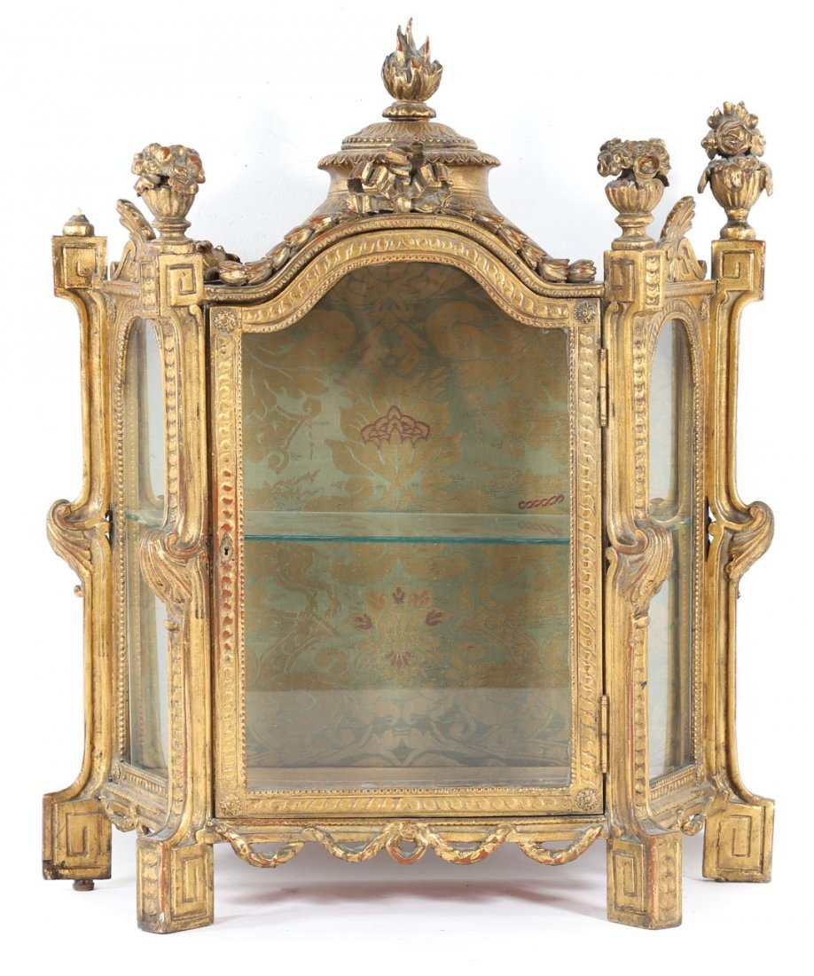 Louis XVI style carved giltwood hanging cupboard (1 of 6)