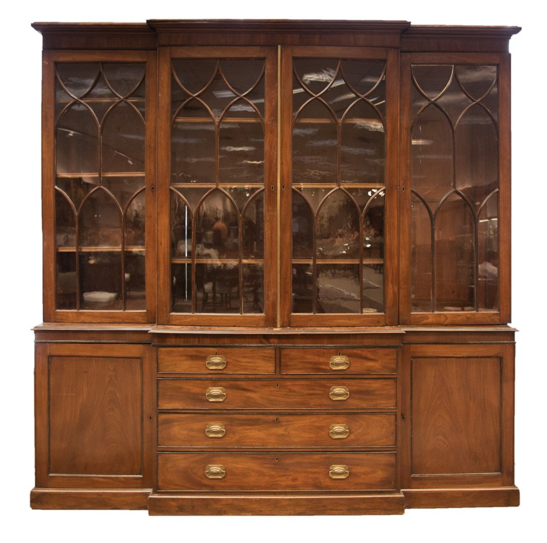 Regency mahogany breakfront bookcase (1 of 7)