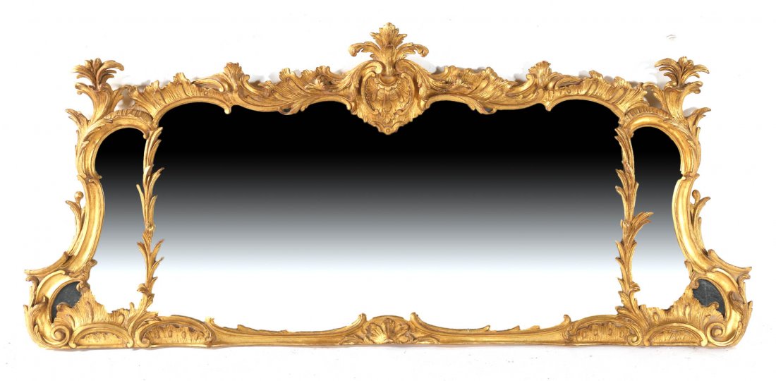 Rococo style giltwood overmantel mirror (1 of 4)
