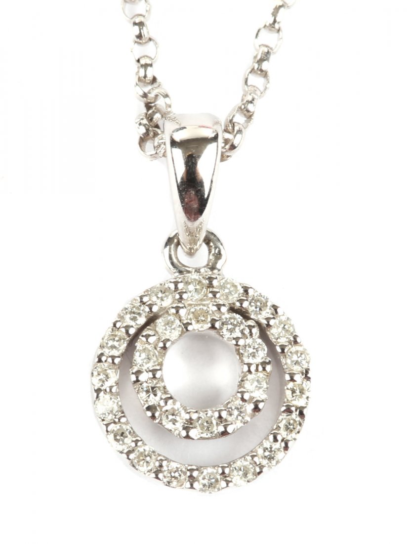 A Necklace with a Double Diamond Circle Pendant (1 of 4)