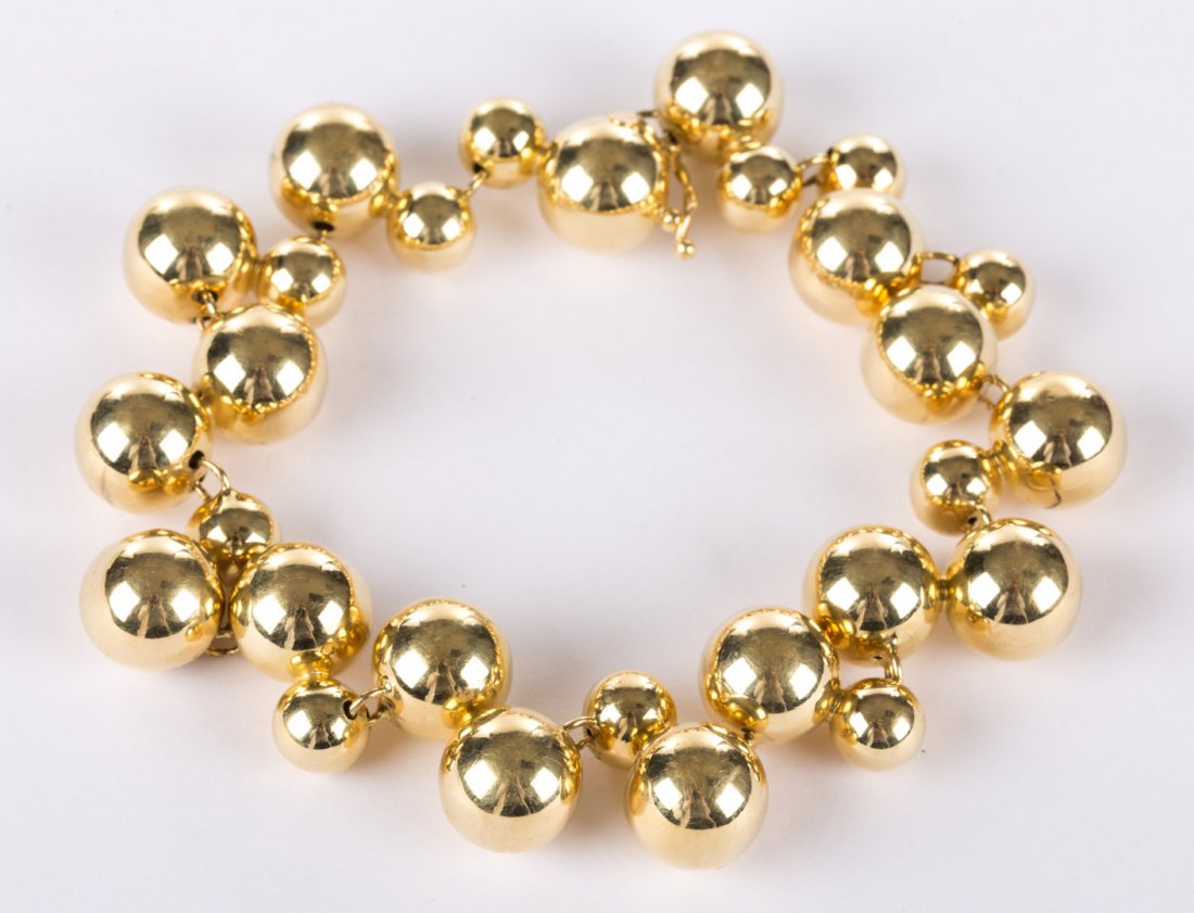 A Retro 18K Gold Ball Bracelet (1 of 3)