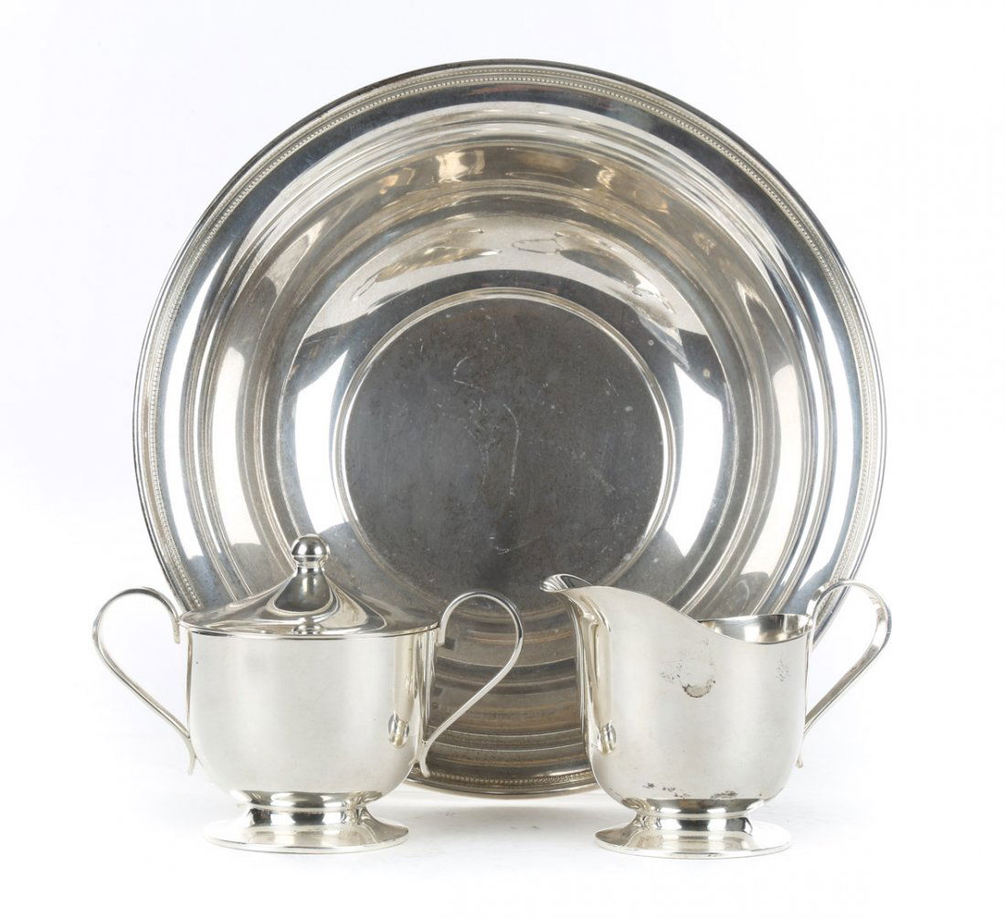 Kirk sterling silver bowl, creamer & sugar (1 of 4)