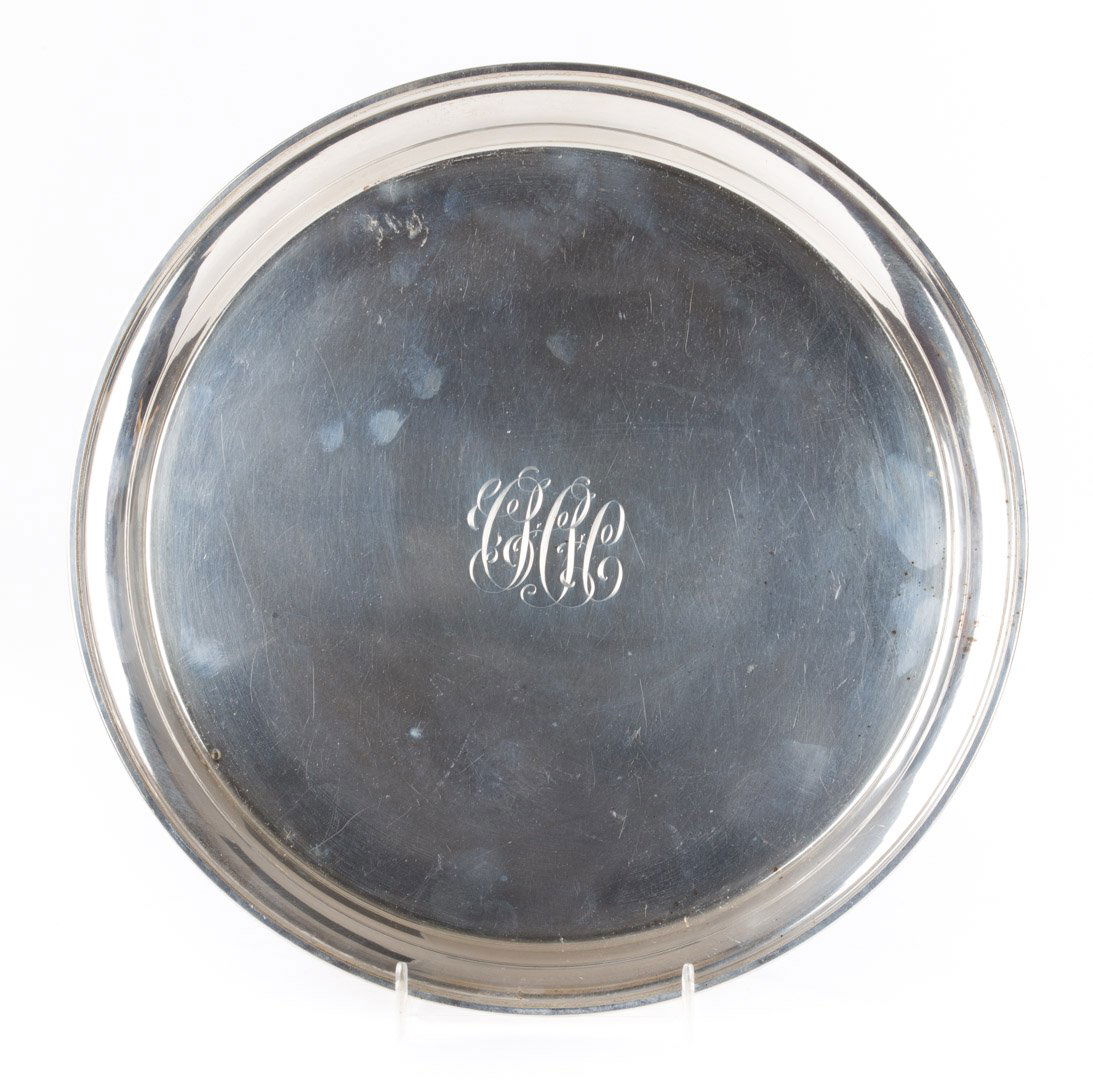 American sterling silver round serving tray (1 of 2)