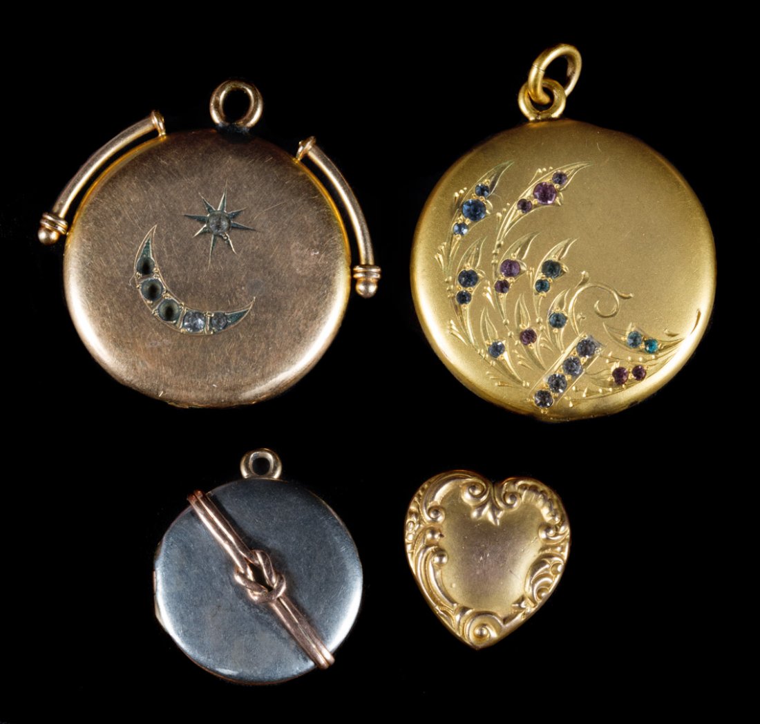 Three Gold Lockets and Charm (1 of 5)