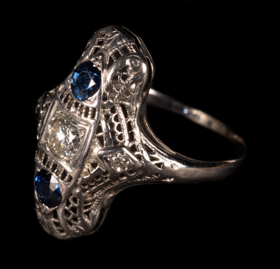 An Art Deco Sapphire and Diamond Ring (1 of 4)