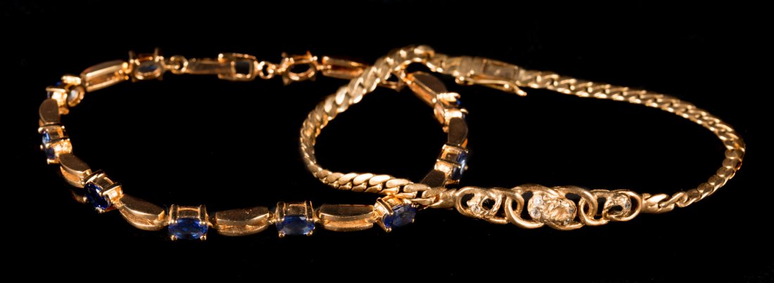 A Sapphire Bracelet and a Link Bracelet in 14K (1 of 5)
