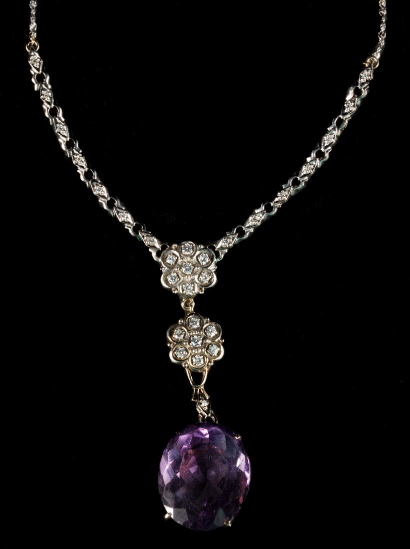 An Amethyst and Diamond Necklace in 14K White Gold (1 of 4)