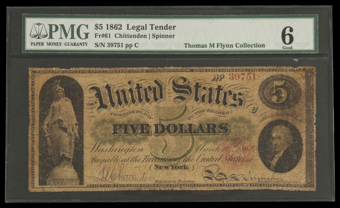 Fr.61 1862 $5 Legal Tender Note "No Series" (1 of 2)