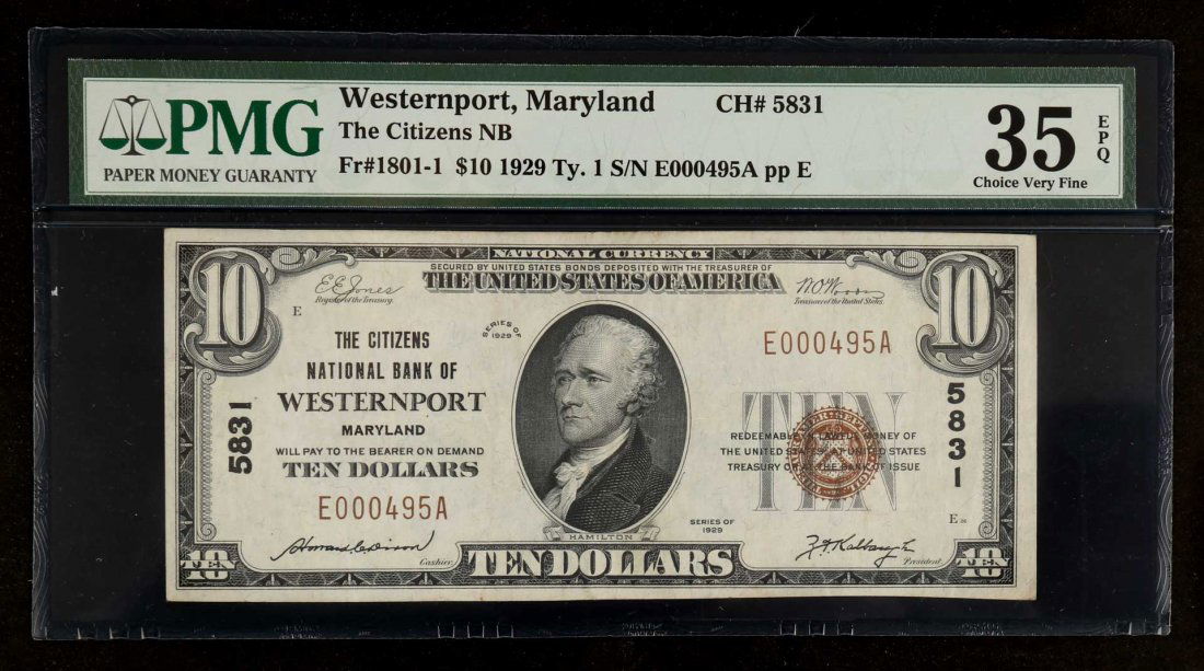 Westernport, MD $10 1929 Ty.1 National Bank Note (1 of 2)