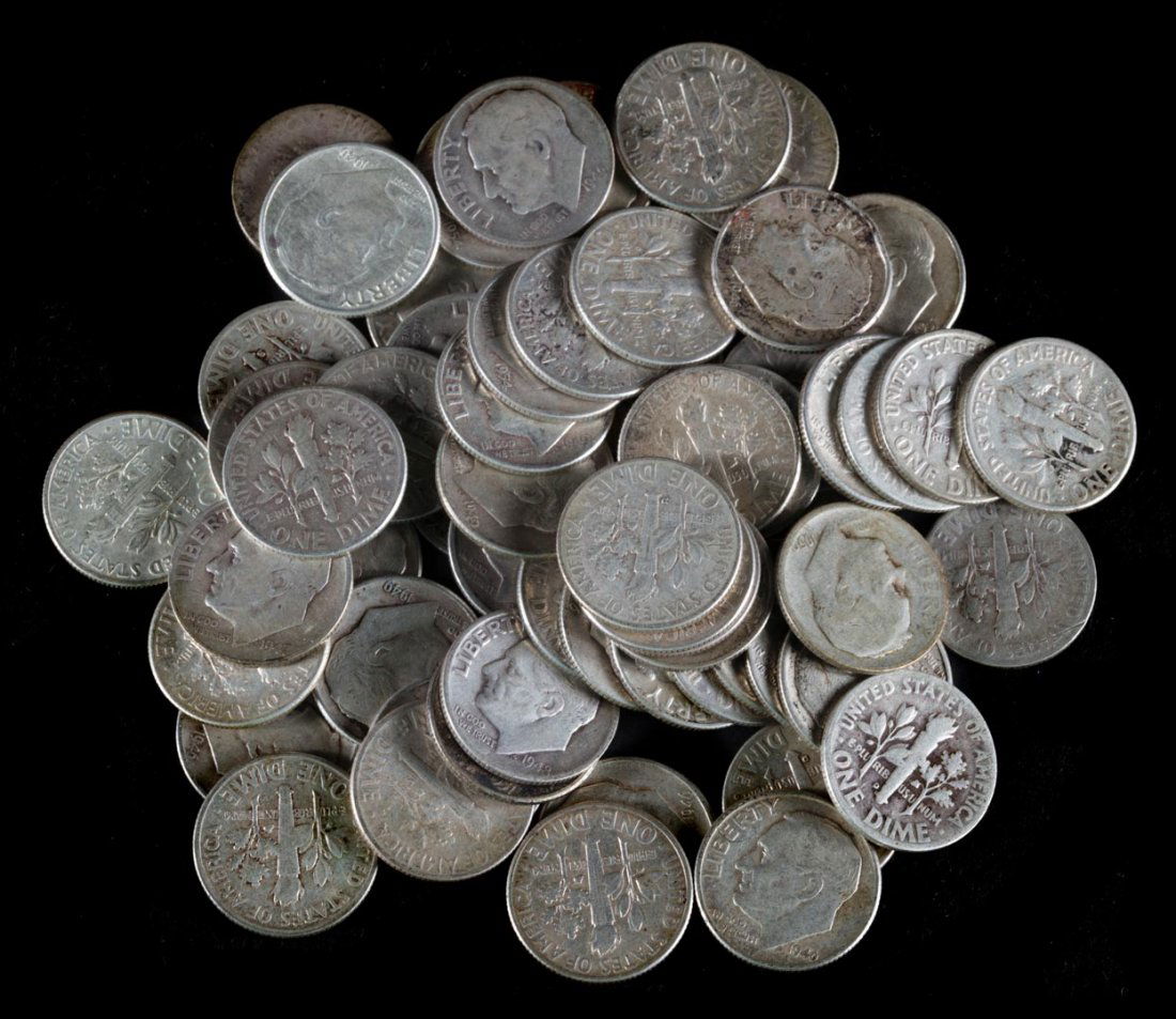[USA] 60 FDR Silver Dimes, 1946-64 (1 of 5)