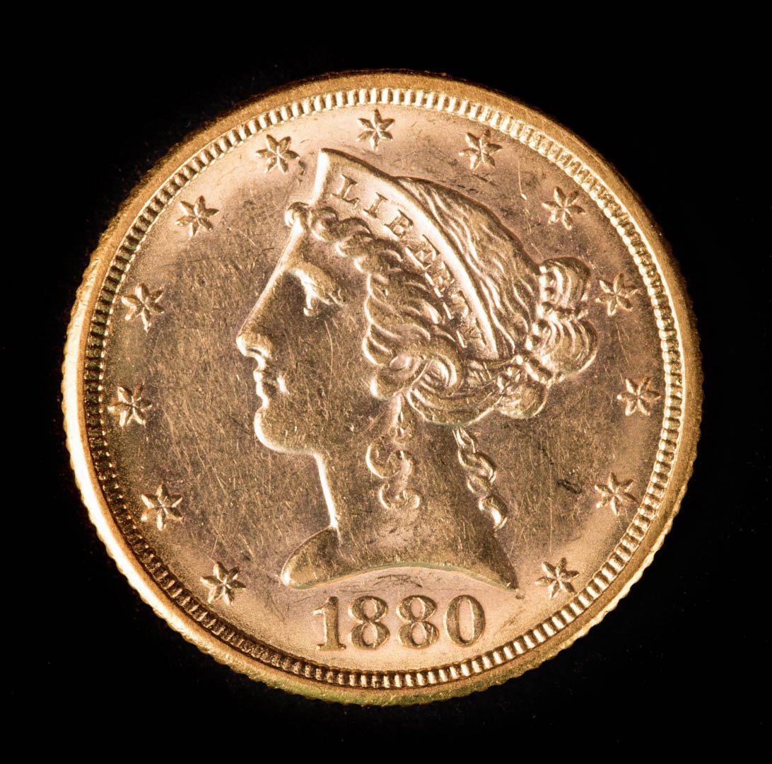 [US] 1880 Coronet $5 Gold Half Eagle (1 of 2)