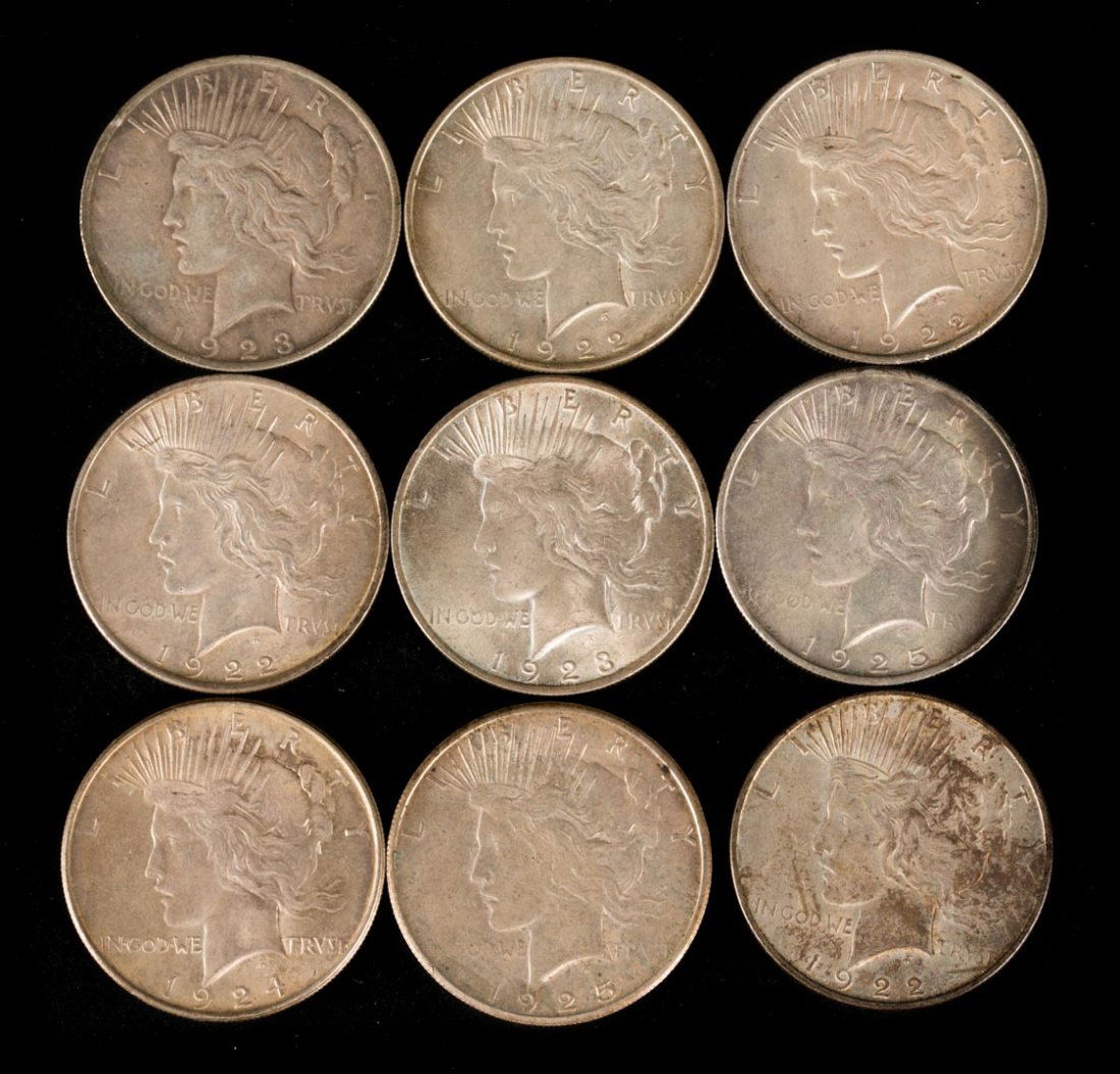 [US] 9 Peace Silver Dollars (1 of 5)