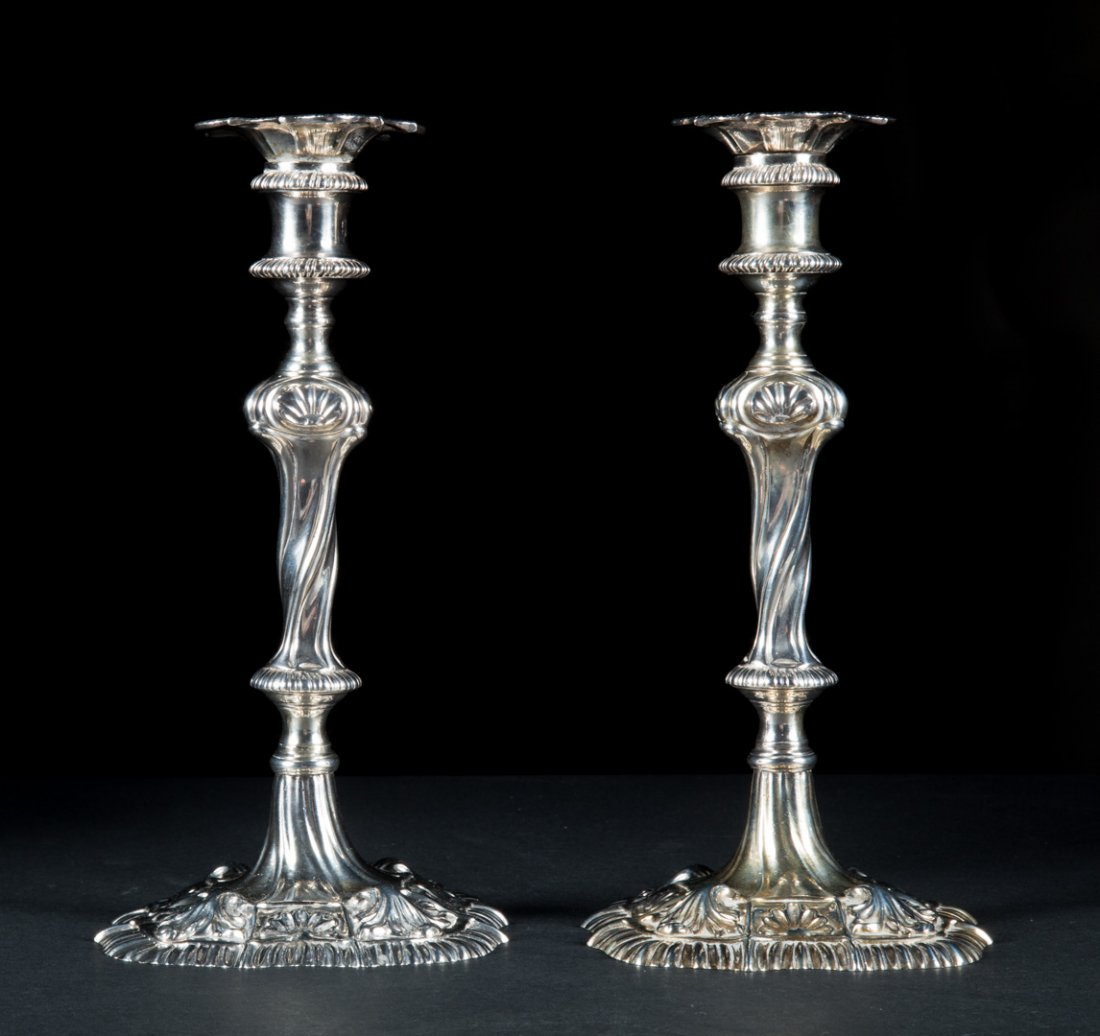 Pair of George III silver candlesticks (1 of 5)