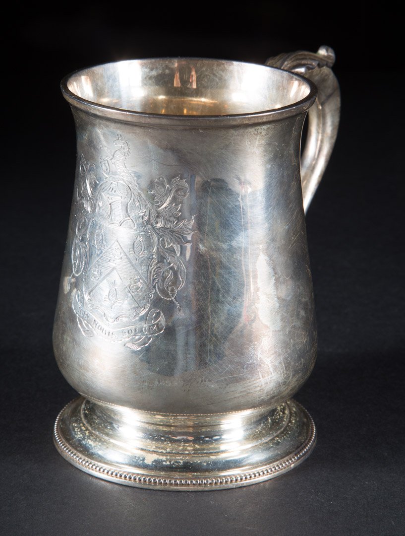 George III silver cann: with engraved crest, possibly Walter Brind, London, 1783-84, 5 in. H., 13.40 ozt.