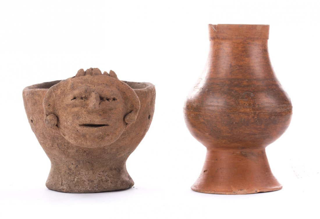Mayan pottery bowl and vessel (1 of 2)