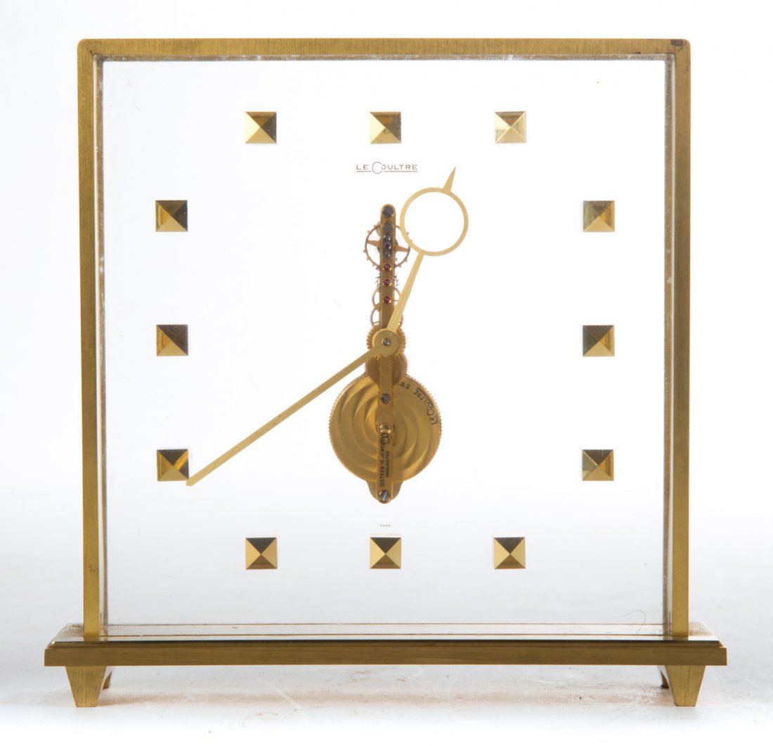 Jaeger LeCoultre gilt-metal and glass desk clock (1 of 4)