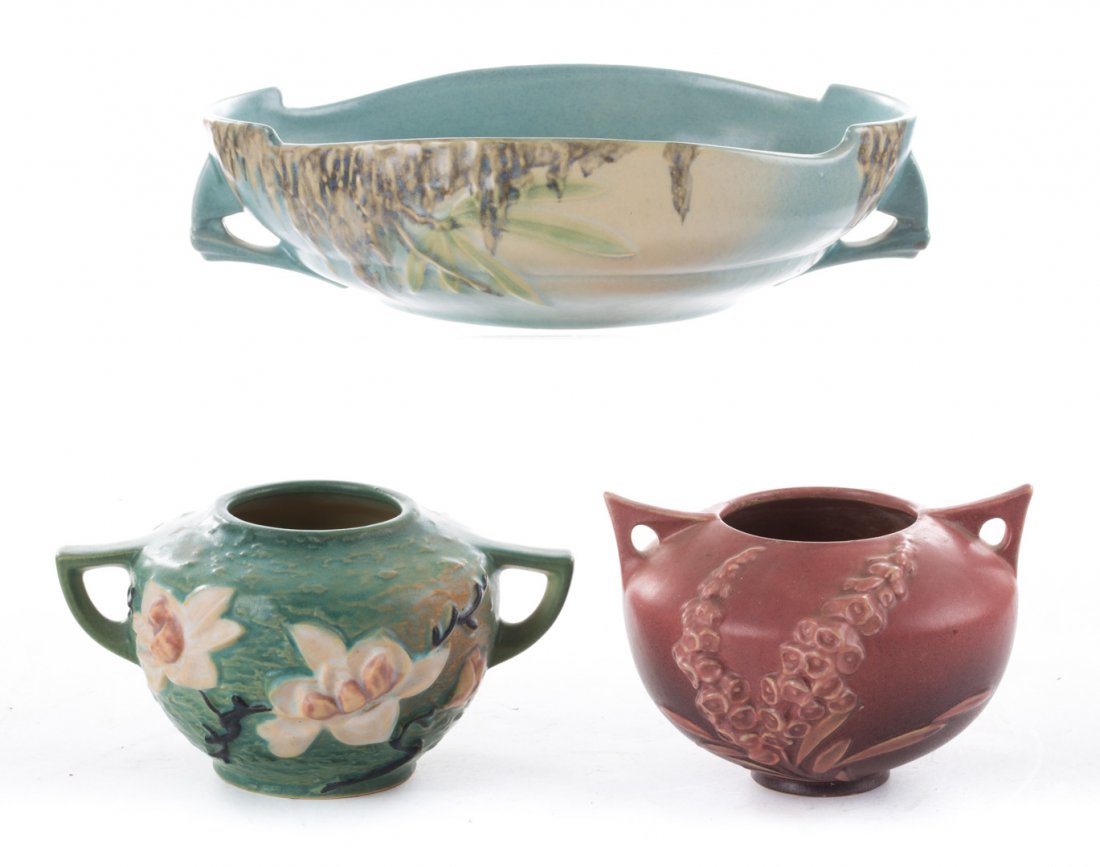 Three Roseville art pottery vases (1 of 6)