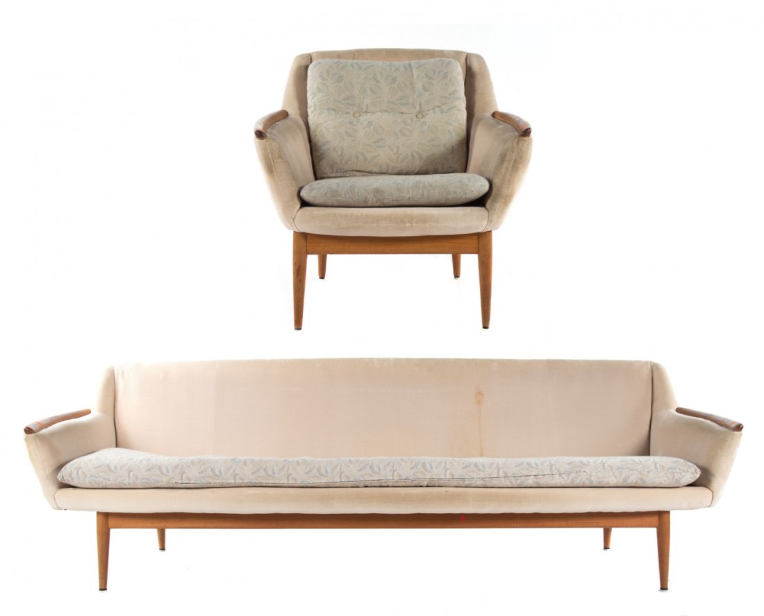 Danish contemporary teakwood sofa & armchair (1 of 8)