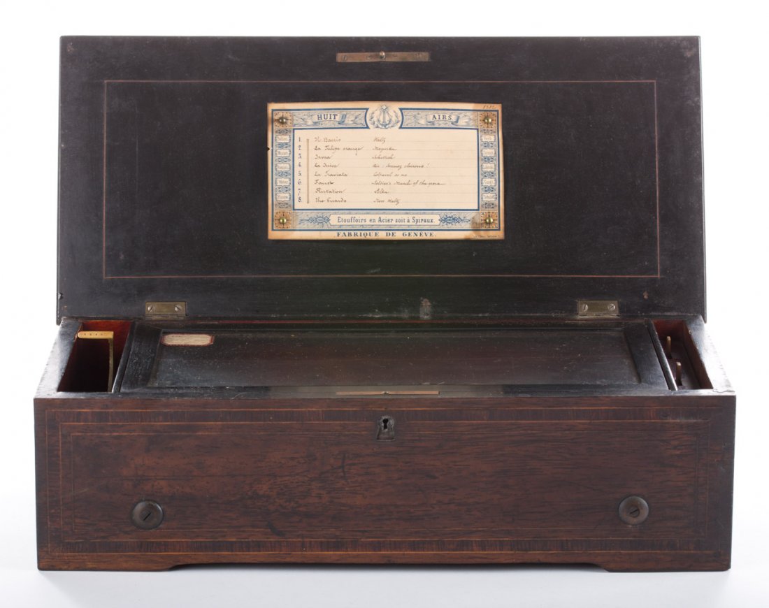 Swiss 8 air cylinder inlaid rosewood music box (1 of 4)