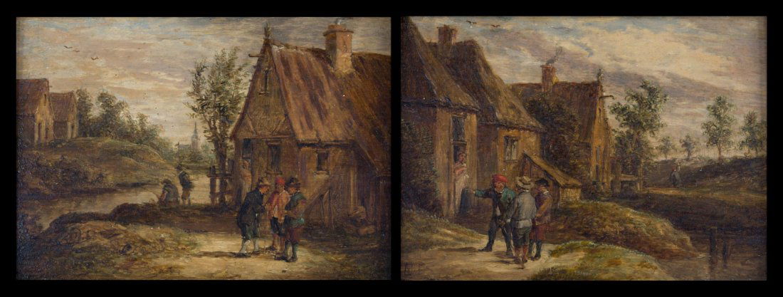 Attr. to David Teniers II. Pair of Village Scenes (1 of 8)